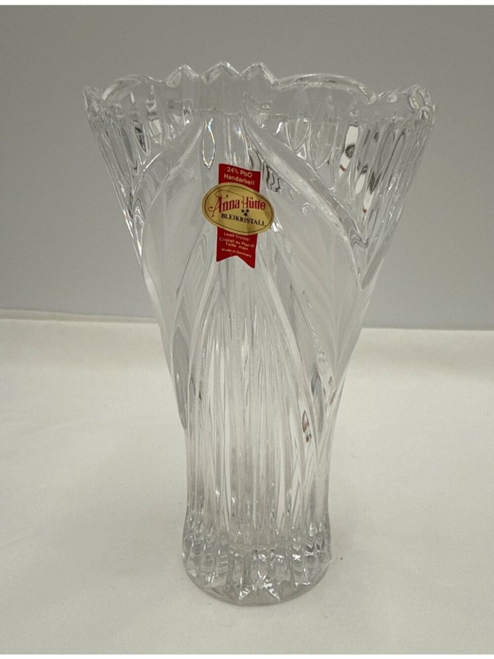 Anna Hutte Lead Crystal Vase 24% PbO Handcrafted Germany Victorian